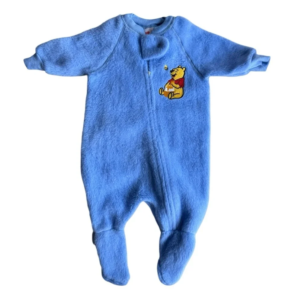 Winnie The Pooh Blue Footed‎ Infant 0 to 4 Months Baby Pajamas Vintage Disney